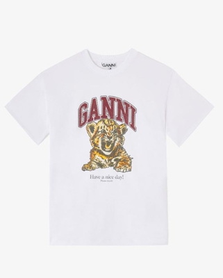 Camiseta Ganni tigre blanca